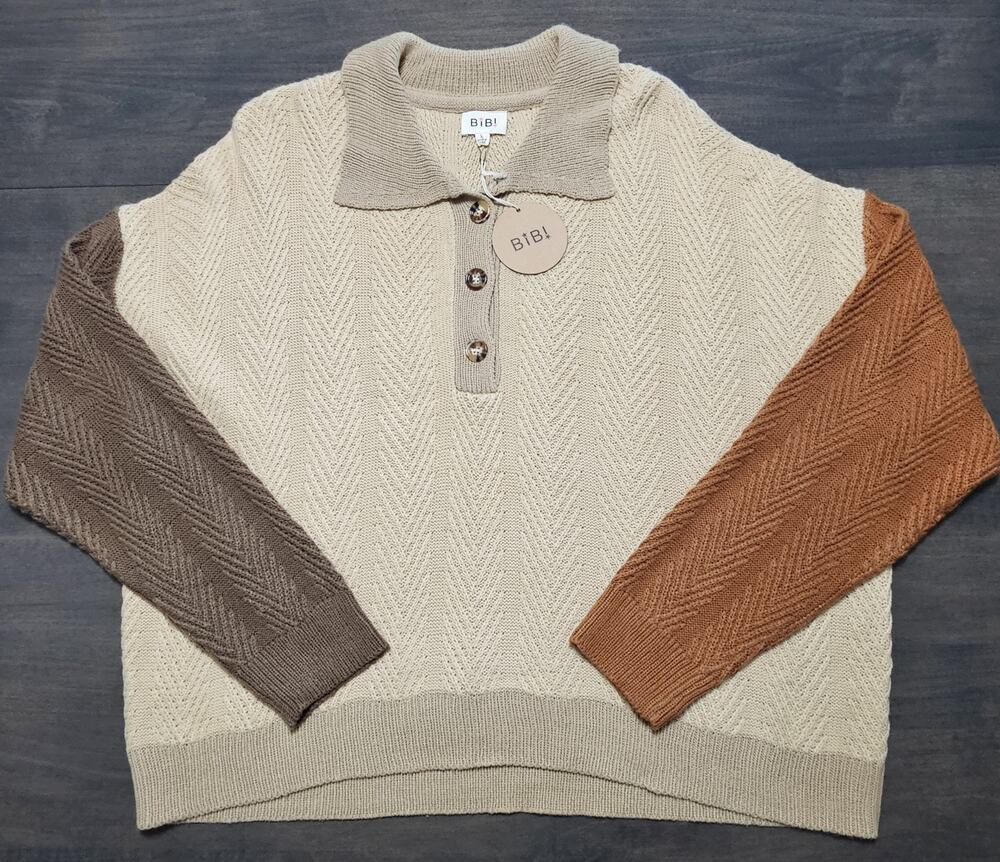 NWT BIBI Men's Size Large Collared Sweater CLASSIC STYLE